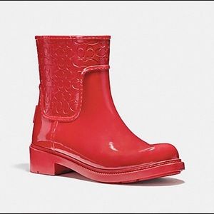 COACH Red Rain Boots